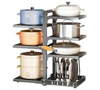 Spalivivre 7 Tier Heavy Duty Adjustable Pan Rack, Pots and Pans Organiser for Cabinet, Black Carbon Steel kitchen cupboard organiser