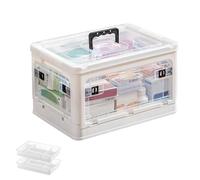 Spalivivre Medicine Storage Box, 23L Large First Aid Organizer with 2 Removable Trays, Plastic Multi-Grid Multipurpose Medication Organizer for Medicine Home Use Camping Craft & Office Supplies