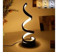 Spalivivre Spiral LED Table Lamp, 3 Color Stepless Dimmable Bedside Lamp, USB Powered LED Modern Table Light Minimalist Twisted Decorative Black Nightstand Light for Bedroom Living Room Office