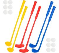 Spaluck 18 Pcs Kids Plastic Mini Golf Set Include 6 Golf Clubs and 12 Balls Mini Golf Clubs Toys for Toddlers Outdoor Indoor Birthday Christmas Party Gifts, 3 Colors