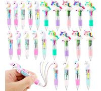 Spaluck 24 Pieces Mini Unicorn Ballpoint Pen Bulk Retractable 4-in-1 Gel Pen Cute Cartoon Multicolor Unicorn Pens Shuttle Pens for Office Students Back to School Gifts
