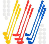 Spaluck 27 Pcs Mini Plastic Toddlers Golf Set for Kids Include 9 Golf Clubs and 18 Balls Golf Club Toys for Indoor Outdoor Birthday Party Gifts, 3 Colors