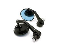 SPAMFAFGHQ For 22mm Handlebar Universal Motorcycle Rearview Mirror Round Curved Rod Blue Glass Side View Mirror(BLACK)