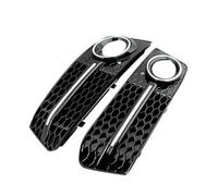 SPAMFAFGHQ For A4 B8 2009-2012 RS4 Style Car Front Grill Mesh Grille Fog Light Cover Honeycomb Car Accessories 8KD807682 8KD807681(Chrome silver)