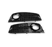 SPAMFAFGHQ For A4 B8 2009-2012 RS4 Style Car Front Grill Mesh Grille Fog Light Cover Honeycomb Car Accessories 8KD807682 8KD807681(Glossy black)