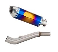 SPAMFAFGHQ For Bajaj For Pulsar NS200 NS 200 Motorcycle Exhaust Middle Link Pipe Racing Slip On Stainless Steel Elbow Tube With Muffler(Silver)