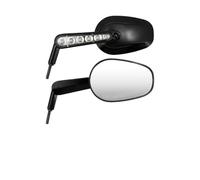 SPAMFAFGHQ For Harley For V-Rod For Muscle For VRSCF 2009-2017 For Softail For Touring For Dyna XL72 Motorcycle Rear View Mirrors LED Turn Signals Light Lamp(Black-B)