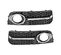 SPAMFAFGHQ Front Bumper Honeycomb Mesh Fog Light Grille Cover Black Chrome 2Pcs For A4 B8 Standard 2009-2012 8KD807682 8KD807681(Chrome Silver)