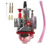 SPAMFAFGHQ Motorcycle Carburetor For PWK24 26 28 30 34 Mm Dirt Bike Carb With Power Jet For 2T 4T Koso Motocross Karb Scooter ATV(RED,32 mm)