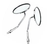 SPAMFAFGHQ Universal 8mm 10mm Motorcycle Side Mirror Chrome Round Rearview Mirrors Old School Touring Dirt Bike For Aprilia Etc(8mm)