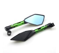 SPAMFAFGHQ Universal CNC Aluminum Motorcycle Handlebar Rear View Mirrors Blue Anti-glare Mirror Suitable For Most Motorcycles(Short Green)