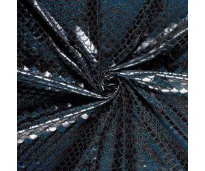 Spandex Dance Lame Foil Scales Fabric Material Black 5MTR