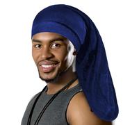 Spandex Dreadlocks & Braids Cap - Unisex Long Hair Cover with Wide 3cm Elastic Headband | Breathable, Stretchable, Lightweight Loc Cap for Men & Women | Protective (UK, Alpha, One Size, Navy)