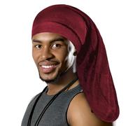 Spandex Dreadlocks & Braids Cap - Unisex Long Hair Cover with Wide 3cm Elastic Headband | Breathable, Stretchable, Lightweight Loc Cap for Men & Women | Protective (UK, Alpha, One Size, Burgundy)