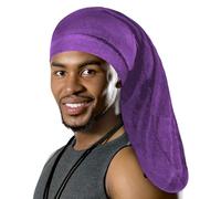 Spandex Dreadlocks & Braids Cap - Unisex Long Hair Cover with Wide 3cm Elastic Headband | Breathable, Stretchable, Lightweight Loc Cap for Men & Women | Protective (UK, Alpha, One Size, Purple)