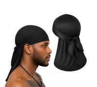 Spandex Durag for Men & Women - Soft Stretch Du Rag with Wide Straps & Long Tail, Wave Cap for 360 Waves, Braids & Locs, Wrinkle-Free Hair Wrap for Sleeping, Sports & Daily Wear