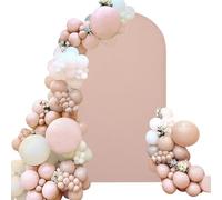 Spandex Fitted Wedding Arch Cover 6.6FT Cameo Brown Arch Backdrop Cover, Round Top Chiara Backdrop Stand Covers for Wedding Birthday Party Baby Shower Banquet Arch Decoration (Cameo Brown, 6.6FT)