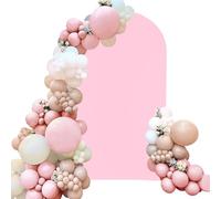 Spandex Fitted Wedding Arch Cover 7.2FT Pink Arch Backdrop Cover, Round Top Chiara Backdrop Stand Covers for Wedding Birthday Party Baby Shower Banquet Arch Decoration (Pink, 7.2FT)
