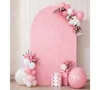 Spandex Fitting 6 FT Pink Arch Covers for Arch Backdrop Stand - JKDMJF Wedding Birthday Party Ceremony Banquet Engagement Photo Studio Decorations Round Top Arch Backdrop Cover