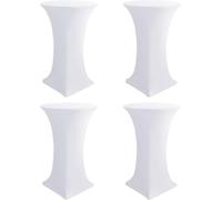 Spandex Round High Top Cocktail Table Covers 4 Pack 32x43 Inch - Black Stretch Fitted Bar Tall Tablecloth for Pub Bistro Highboy Party Event Banquet Height Folding Standing Tables (White, 80*110cm)