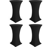 Spandex Round High Top Cocktail Table Covers 4 Pack 32x43 Inch - Black Stretch Fitted Bar Tall Tablecloth for Pub Bistro Highboy Party Event Banquet Height Folding Standing Tables (Black, 80*110cm)