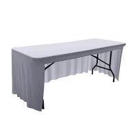 Spandex Stretch Table Cloth Tablecloth 6FT 8FT Elastic Table Cover for Hotel Banquet Wedding Party Table Decor White Table Skirt(Silver Gray,5FT-152x76x76cm)