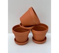 Spang Traditional Terracotta Plant Pots With Saucers - Pot - 13cm W (F13/S11) (Pack of 5)