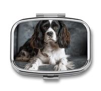 Spaniel On The Sofa Travel Pill Organizer - Daily Pill Box to Hold Vitamins, Portable Pill Case Cod Liver Oil Storage Box with 2 Compartment for Pocket Purse