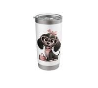 Spaniel Puppy Pink Leopard Glasses Girly Glam Pop Graphic Stainless Steel Insulated Tumbler