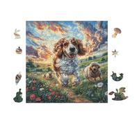 Spaniel Puppy with Puppy 100 Piece Count Premium Jigsaw Puzzle For Adults Teens 14+ Concentration Training Indoor Game Family Game Night 28x28cm