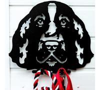 Spaniel Setter Dog Lead Hook Holder Pet Leash Coat Keys Hanger Accessories Collar Wall Storage Dog Lover Owner Gift Dog Portrait Home Ornament Decoration (Black Dog Lead Hook -Black Paint)