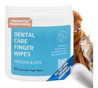 Spanielbuns Dog Dental Wipes for Cats & Dogs Teeth Cleaning - Safe Vet Approved, Breath Freshener, Tartar Remover, All Natural Organic, 50ct Pre-Soaked Finger Wipes