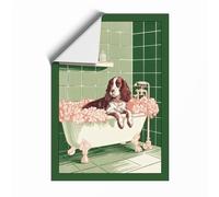 Spaniel's Bubble Bath Novelty Unframed Wall Art Print A3 (42×29.7cm),