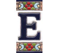 Spanish 7.5cm x 3.5cm Floral Cherry flower hand-painted Ceramic Numbers, Letters, Tiles & Filigree Metal Frames (E)