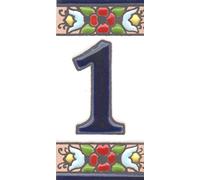Spanish 7.5cm x 3.5cm Floral Cherry flower hand-painted Ceramic Numbers, Letters, Tiles & Filigree Metal Frames (1)
