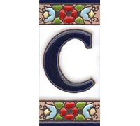 Spanish 7.5cm x 3.5cm Floral Cherry flower hand-painted Ceramic Numbers, Letters, Tiles & Filigree Metal Frames (C)
