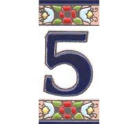 Spanish 7.5cm x 3.5cm Floral Cherry flower hand-painted Ceramic Numbers, Letters, Tiles & Filigree Metal Frames (5)