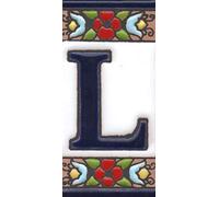 Spanish 7.5cm x 3.5cm Floral Cherry flower hand-painted Ceramic Numbers, Letters, Tiles & Filigree Metal Frames (L)