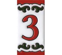 Spanish 7.5cm x 3.7cm Daniela-6 Red & Green Hand-painted Ceramic Number Tile (3)