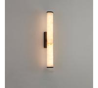 Spanish Alabaster Wall Sconce, Natural Marble Cylinder Wall Light with Copper Base, Modern Nordic Indoor Vanity Wall Lamp for Bedroom, Living Room, Hallway (X-Large)