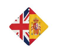 Spanish And British Flags Car Air Freshener Aromatherapy Tablets Hanging Scented Cards for Rooms Bathrooms Wardrobe Rhombus
