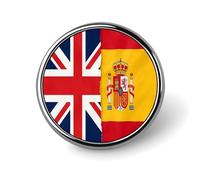 Spanish And British Flags Round Badge Pin Metal Memorial Brooch Button Lapel Pins for Backpack Wedding