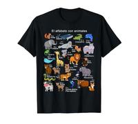 Spanish Animals Alphabet A-Z ABC of the Wildlife Value Graphic T-Shirt, Men, Black, L
