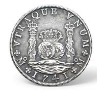 Spanish Antique Coin, ES Old Coins for Collectors, Spain Ancient Escudo Gold Coins Collection, Columnario Pillar Dollars Silver Coin Set, European Souvenirs (1741 FELIPE V 8 R)