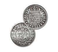 Spanish Antique Coin, ES Old Coins for Collectors, Spain Ancient Escudo Gold Coins Collection, Columnario Pillar Dollars Silver Coin Set, European Souvenirs (Felipe V 1 R 1738)