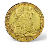 Spanish Antique Coin, ES Old Coins for Collectors, Spain Ancient Escudo Gold Coins Collection, Columnario Pillar Dollars Silver Coin Set, European Souvenirs (1786 Carlos III 8 Escudo)