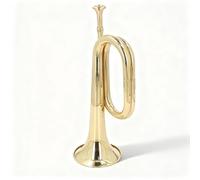 Spanish Bugle Brass Cavalry Trumpet C Key, 11cm Diameter, 34cm Height, Golden Lacquer - Durable Thickened Brass, Clear Sound, Ideal for Beginners and Children