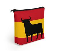 Spanish Bull Travel Makeup Bag Toiletry Cosmetic Pouch Aesthetic Organizer Pencil Case Pen Holder 8.3 X 7.5 Inch