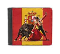 Spanish Bullfighting Bi-fold Men's Wallets with 6 Card Slots Slim Travel Purse Leather Money Clip