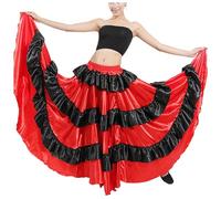 Spanish Bullfighting Skirt Long Skirt Women's Flamenco Costume Dance Dress Traditional Skirts Dance Skirt Elegant Maxi Skirt Pleated Skirt Pleated Skirt Pleated Skirts, c-01 red(180 degrees), M